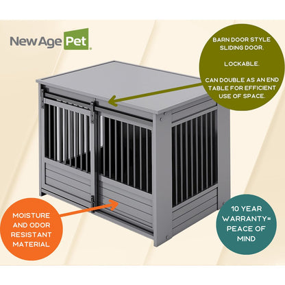 ECOFLEX Barn Door Dog Crate End Table - Gray Large