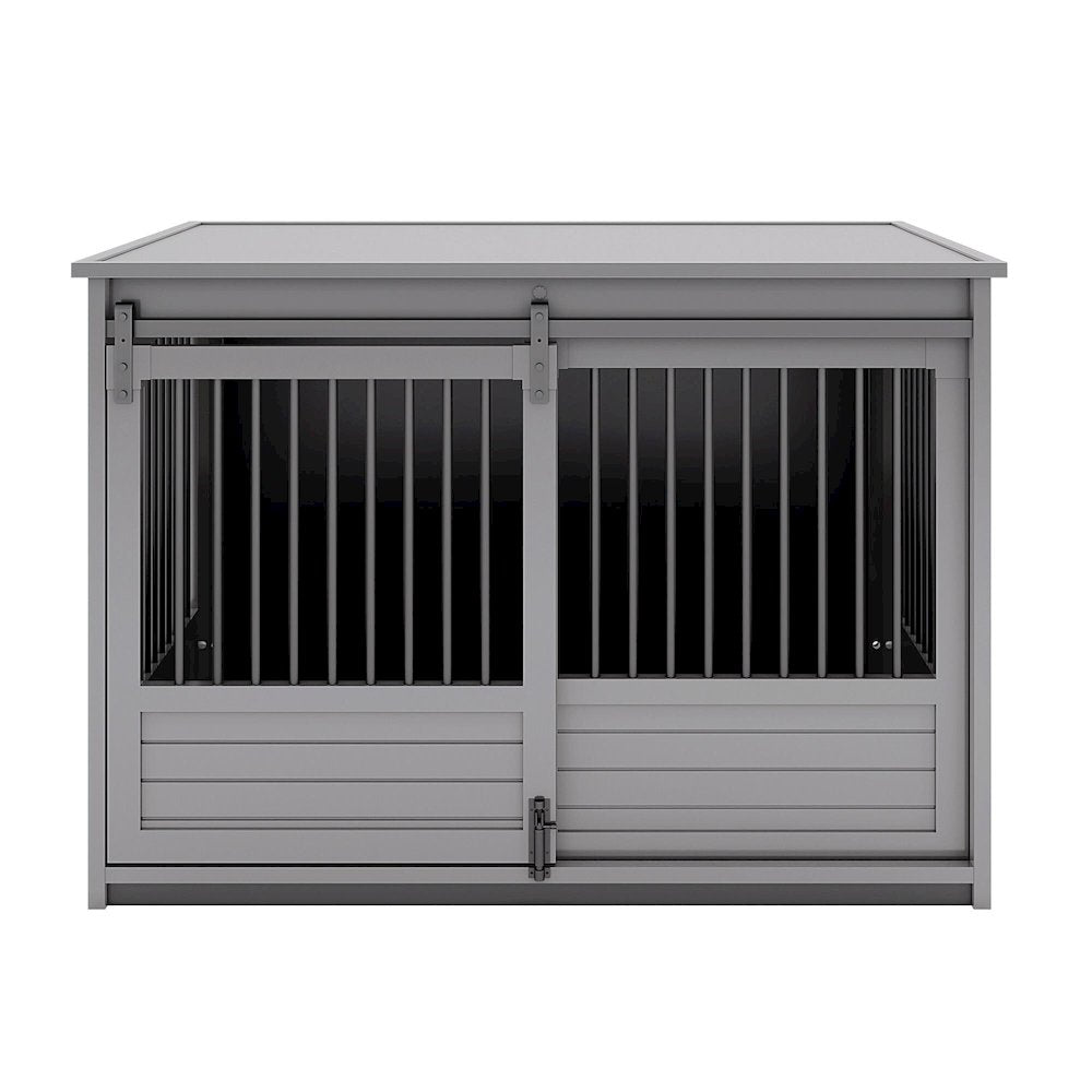 ECOFLEX Barn Door Dog Crate End Table - Gray X-Large