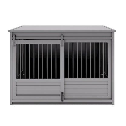 ECOFLEX Barn Door Dog Crate End Table - Gray X-Large