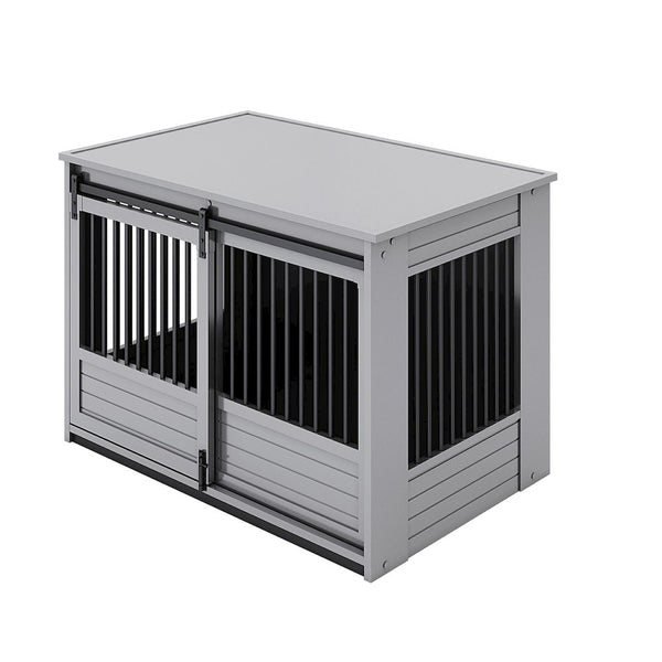 ECOFLEX Barn Door Dog Crate End Table - Gray X-Large