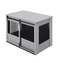 ECOFLEX Barn Door Dog Crate End Table - Gray X-Large