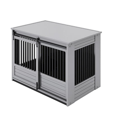 ECOFLEX Barn Door Dog Crate End Table - Gray X-Large