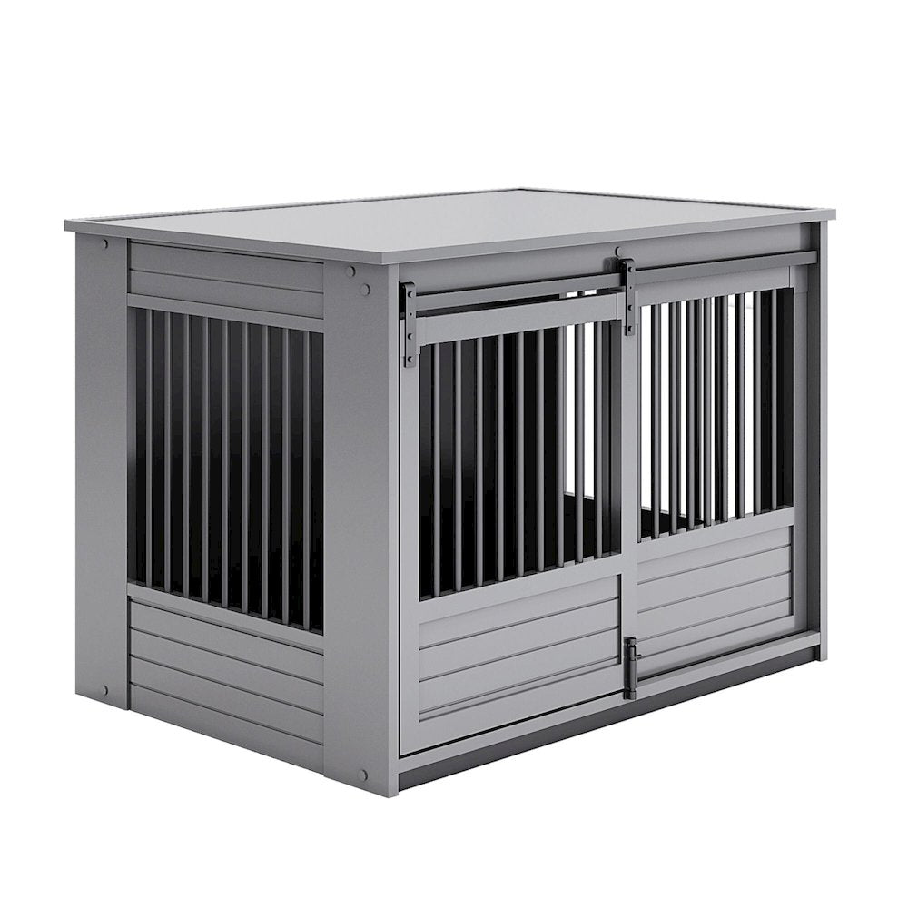 ECOFLEX Barn Door Dog Crate End Table - Gray X-Large