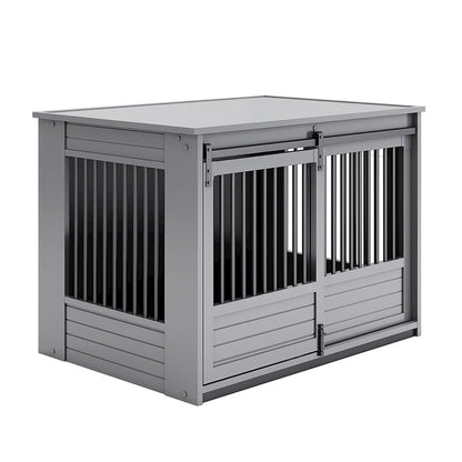 ECOFLEX Barn Door Dog Crate End Table - Gray X-Large