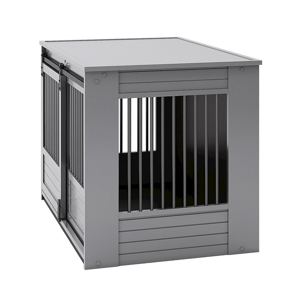 ECOFLEX Barn Door Dog Crate End Table - Gray X-Large