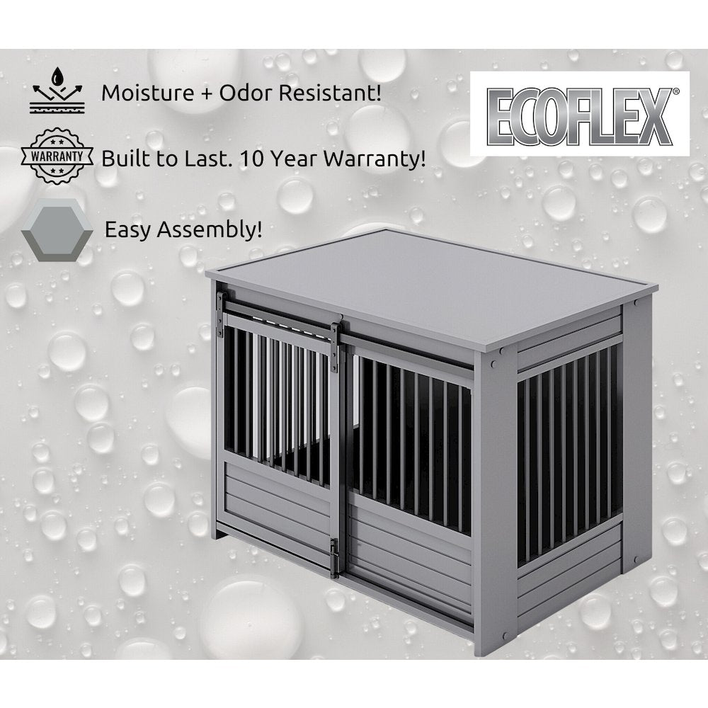 ECOFLEX Barn Door Dog Crate End Table - Gray X-Large