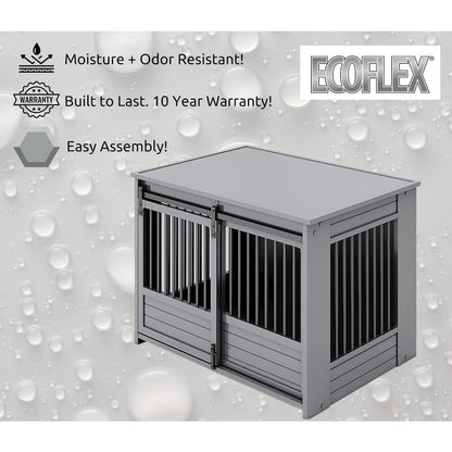 ECOFLEX Barn Door Dog Crate End Table - Gray X-Large
