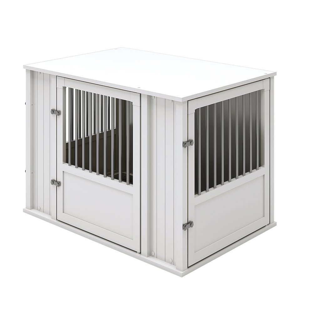 Durable ECOFLEX Large Dog Crate with Flexible Door Placement in Antique White