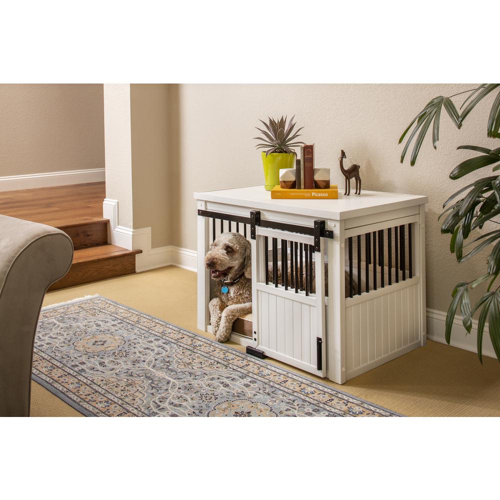 ECOFLEX® Homestead Sliding Barn Door Dog Crate -Antique White
