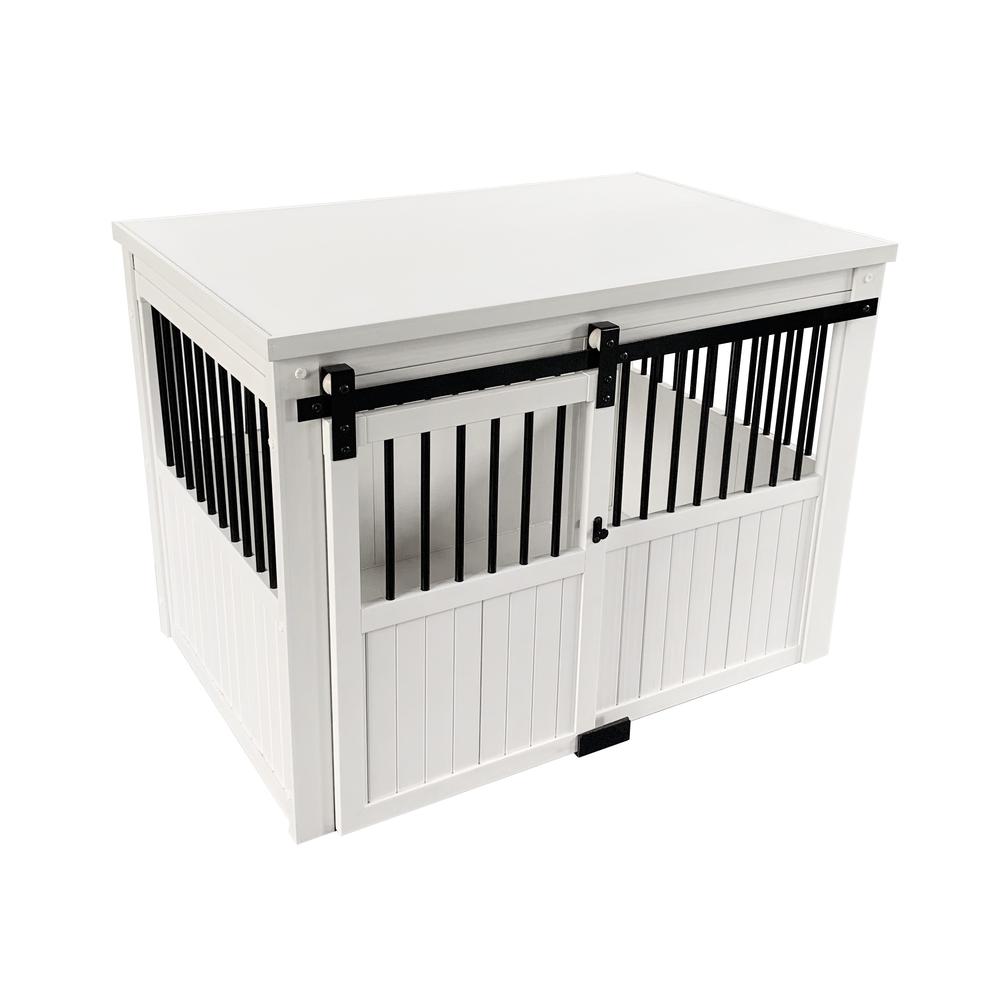 ECOFLEX® Homestead Sliding Barn Door Dog Crate - Antique White