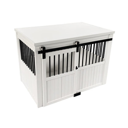 ECOFLEX® Homestead Sliding Barn Door Dog Crate - Antique White