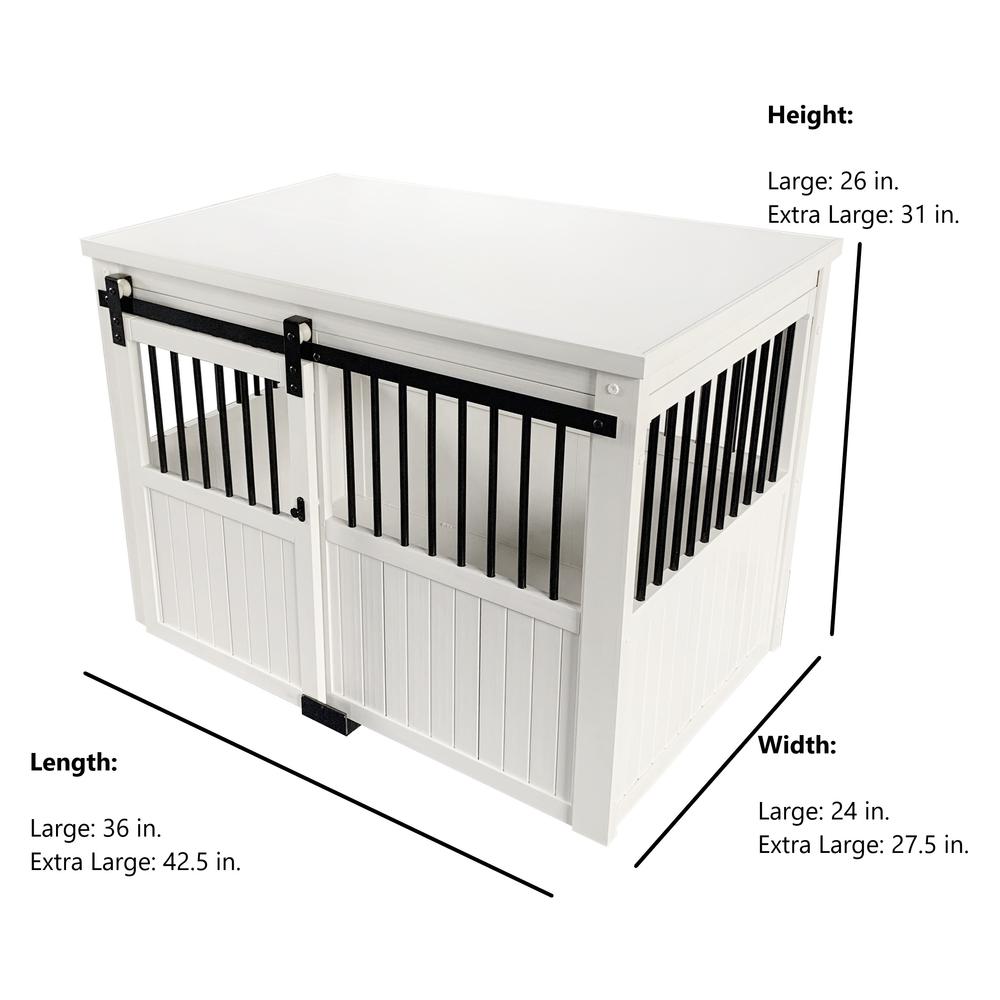 ECOFLEX® Homestead Sliding Barn Door Dog Crate - Antique White