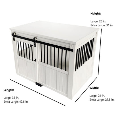 ECOFLEX® Homestead Sliding Barn Door Dog Crate - Antique White
