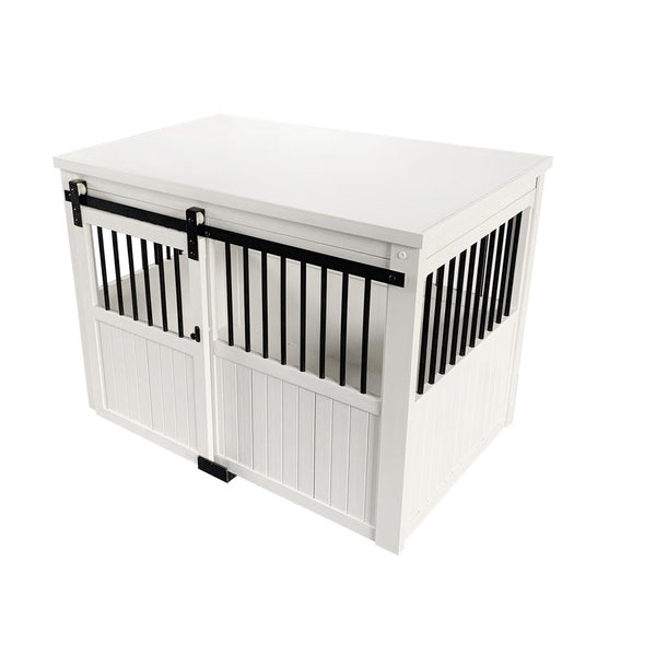 ECOFLEX® Homestead Sliding Barn Door Dog Crate - Antique White