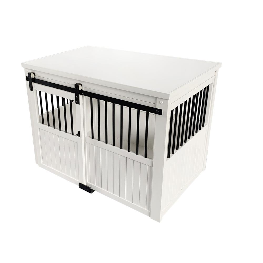 ECOFLEX® Homestead Sliding Barn Door Dog Crate - Antique White