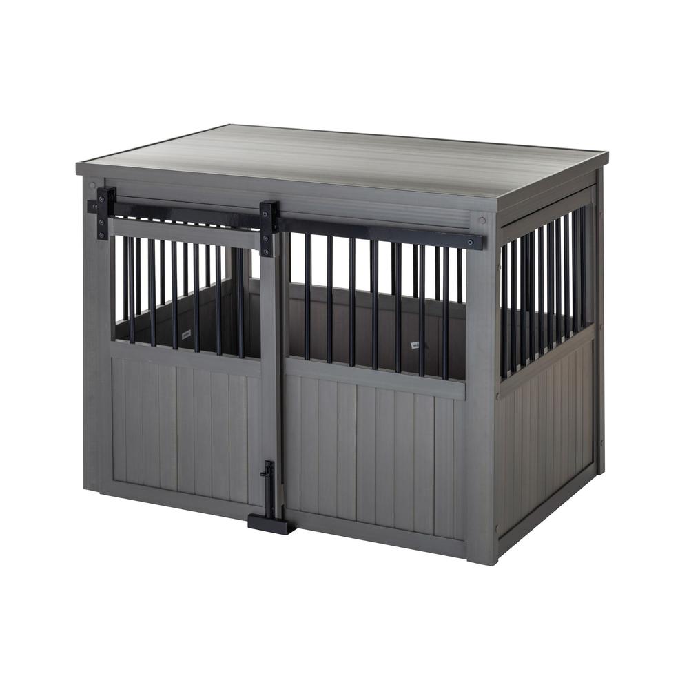 ECOFLEX® Homestead Sliding Barn Door Dog Crate -Grey