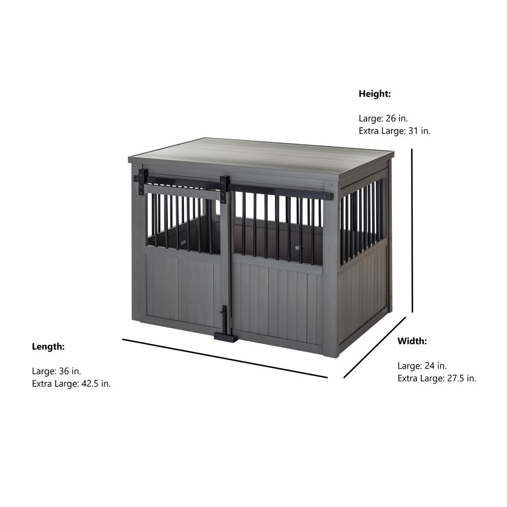 ECOFLEX® Homestead Sliding Barn Door Dog Crate-Grey