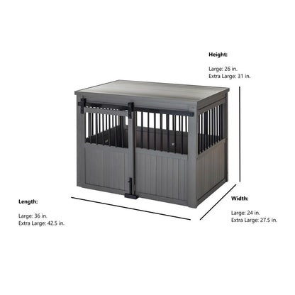 ECOFLEX® Homestead Sliding Barn Door Dog Crate-Grey