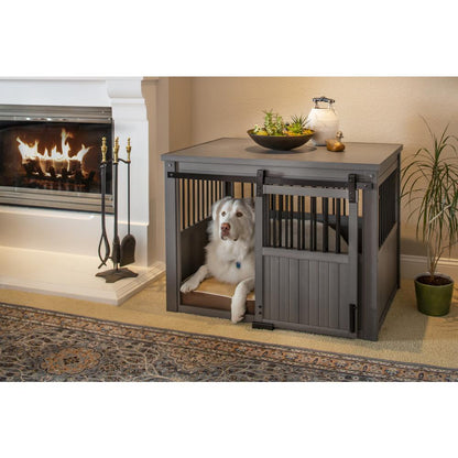 ECOFLEX® Homestead Sliding Barn Door Dog Crate-Grey
