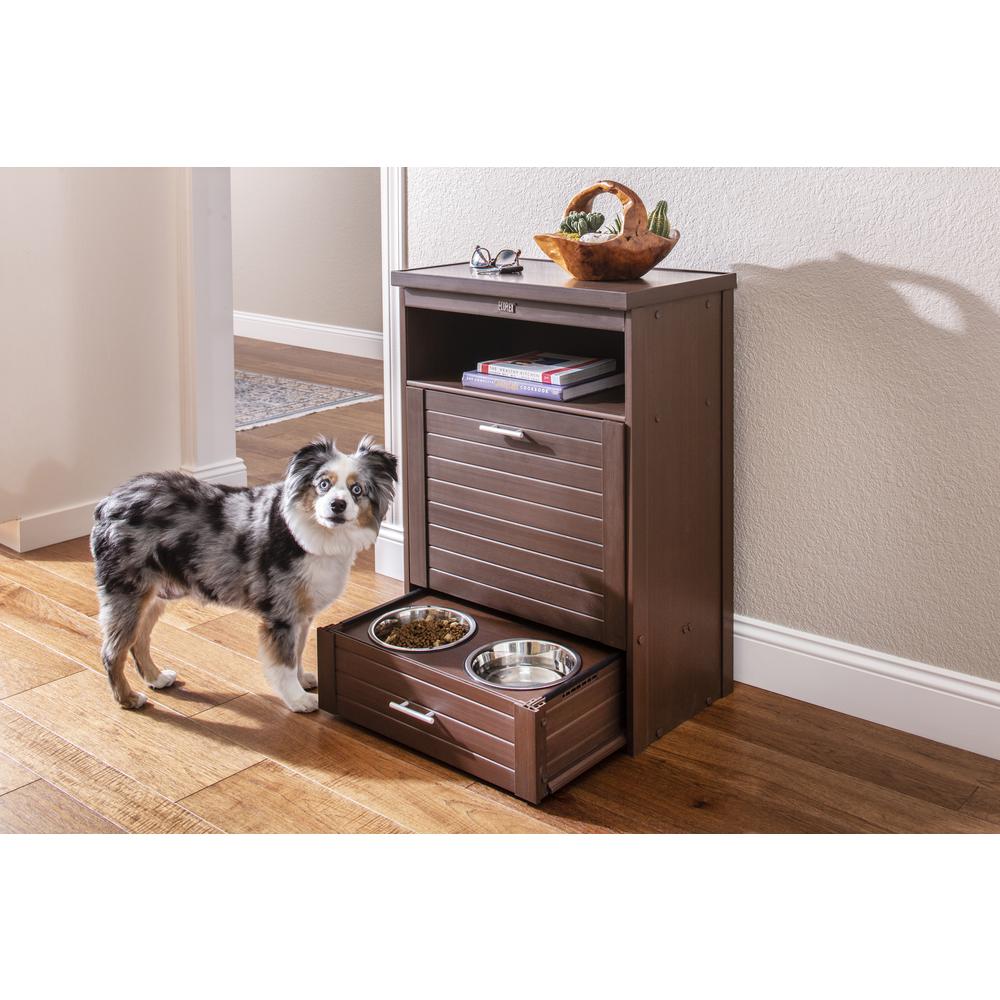ECOFLEX® Dog Food Pantry Double Dog Bowl-Russet