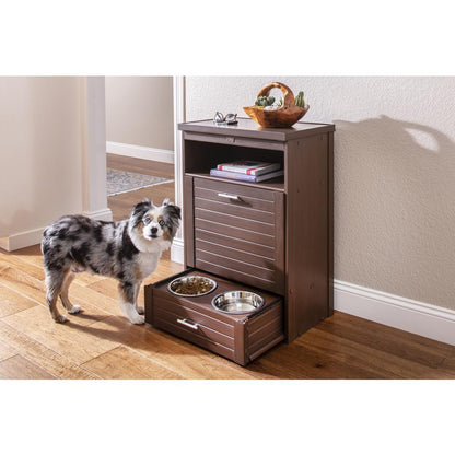 ECOFLEX® Dog Food Pantry Double Dog Bowl-Russet