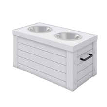 Elevated Dog Feeder in Antique White, Two Bowl Design, Small to Medium Size Dog