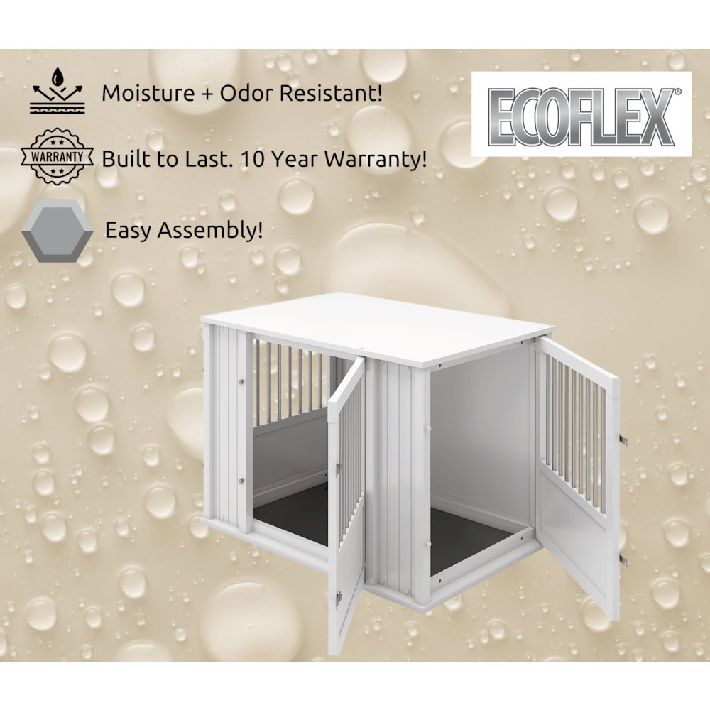 Durable ECOFLEX Large Dog Crate with Flexible Door Placement in Antique White