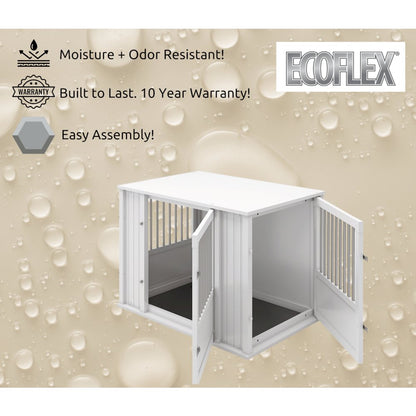 Durable ECOFLEX Large Dog Crate with Flexible Door Placement in Antique White