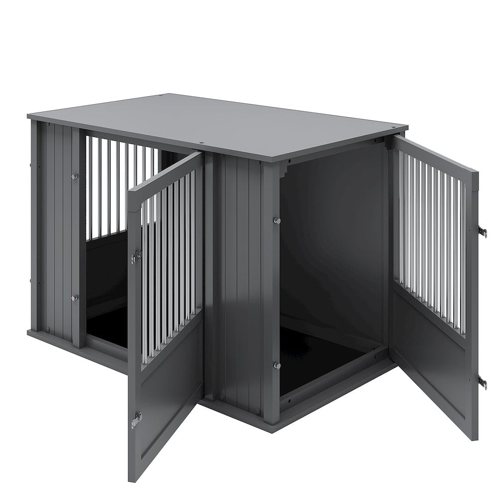 Durable Ecoflex X-Large Dog Crate With Flexible Door Placement In Black