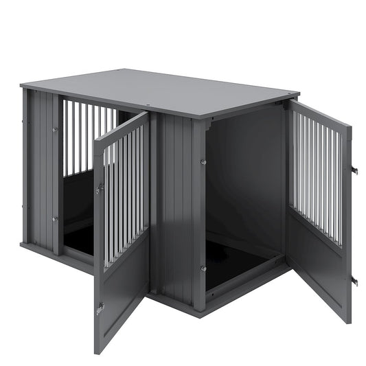Durable Ecoflex X-Large Dog Crate With Flexible Door Placement In Black
