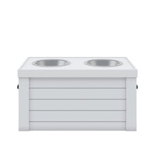 Elevated Dog Feeder in Antique White, Two Bowl Design, Small to Medium Size Dog
