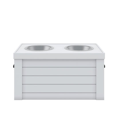 Elevated Dog Feeder in Antique White, Two Bowl Design, Small to Medium Size Dog