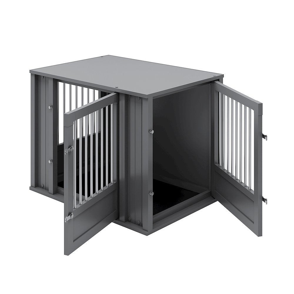 Durable ECOFLEX Medium Dog Crate with Flexible Door Placement in Black