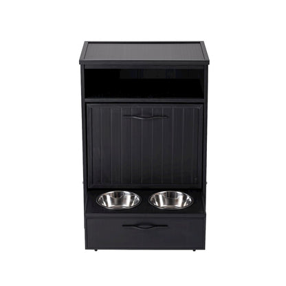 Brea Dog Food Pantry Double Dog Bowl-Espresso Black