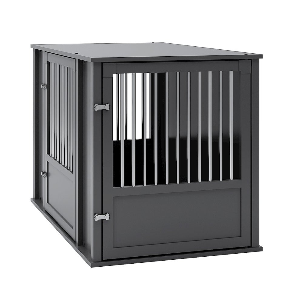 Durable Ecoflex X-Large Dog Crate With Flexible Door Placement In Black