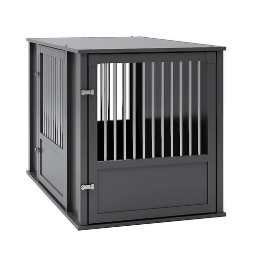 Durable Ecoflex X-Large Dog Crate With Flexible Door Placement In Black