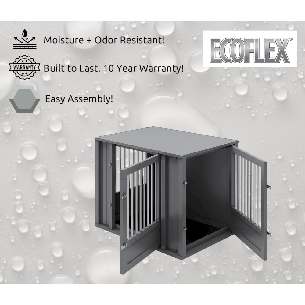 Durable ECOFLEX Medium Dog Crate with Flexible Door Placement in Black