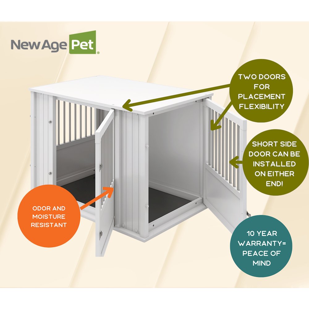 Durable ECOFLEX Medium Dog Crate with Flexible Door Placement in Antique White