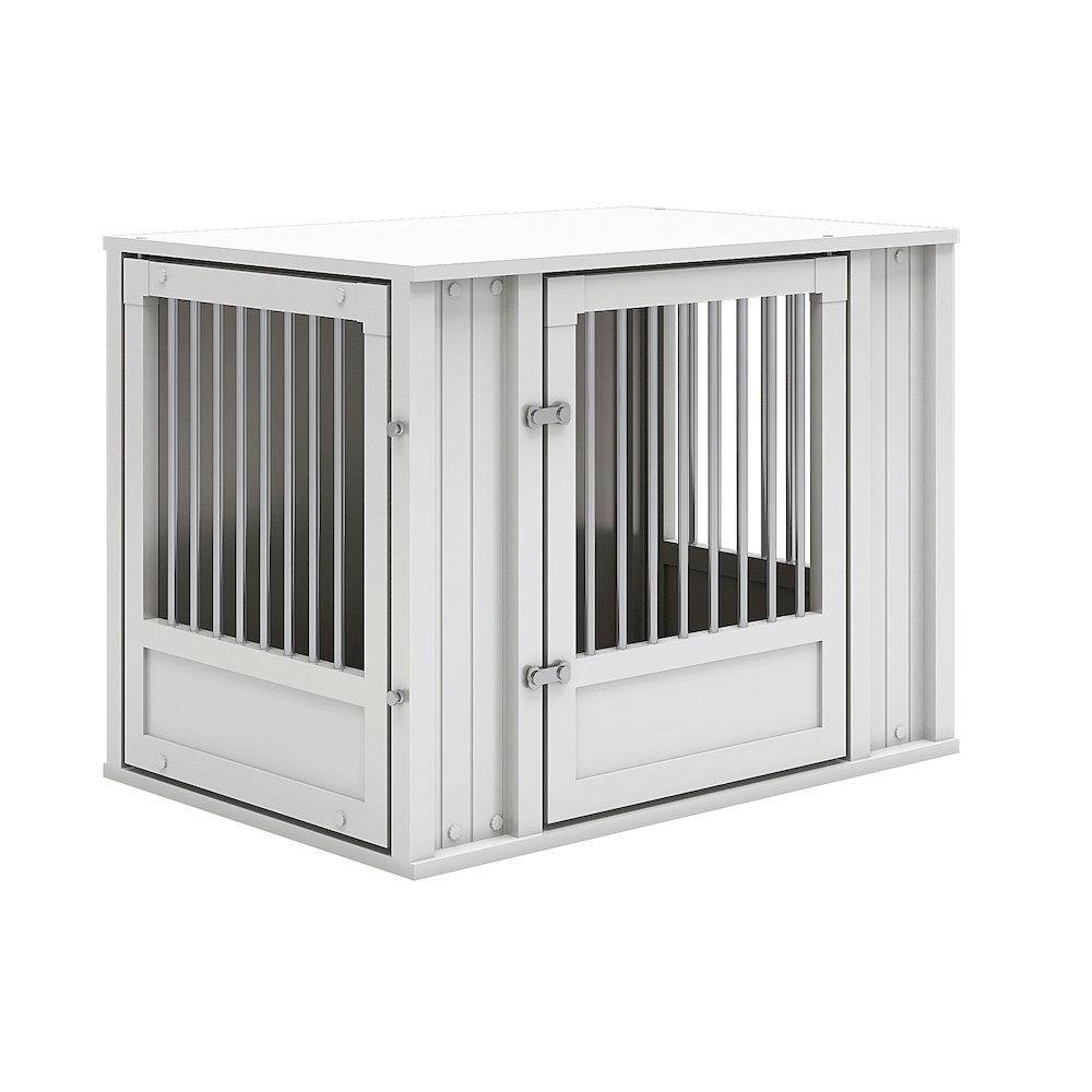 Durable ECOFLEX Medium Dog Crate with Flexible Door Placement in Antique White
