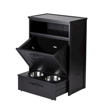 Brea Dog Food Pantry Double Dog Bowl-Espresso Black