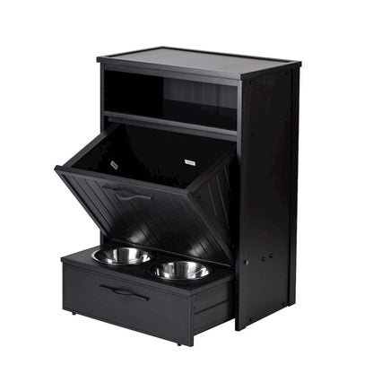 Brea Dog Food Pantry Double Dog Bowl-Espresso Black