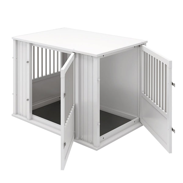 Durable ECOFLEX Large Dog Crate with Flexible Door Placement in Antique White