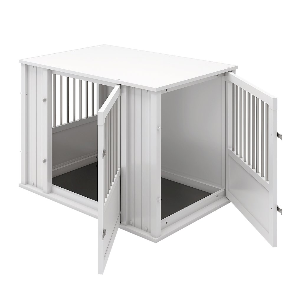 Durable ECOFLEX Large Dog Crate with Flexible Door Placement in Antique White