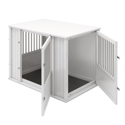 Durable ECOFLEX Large Dog Crate with Flexible Door Placement in Antique White