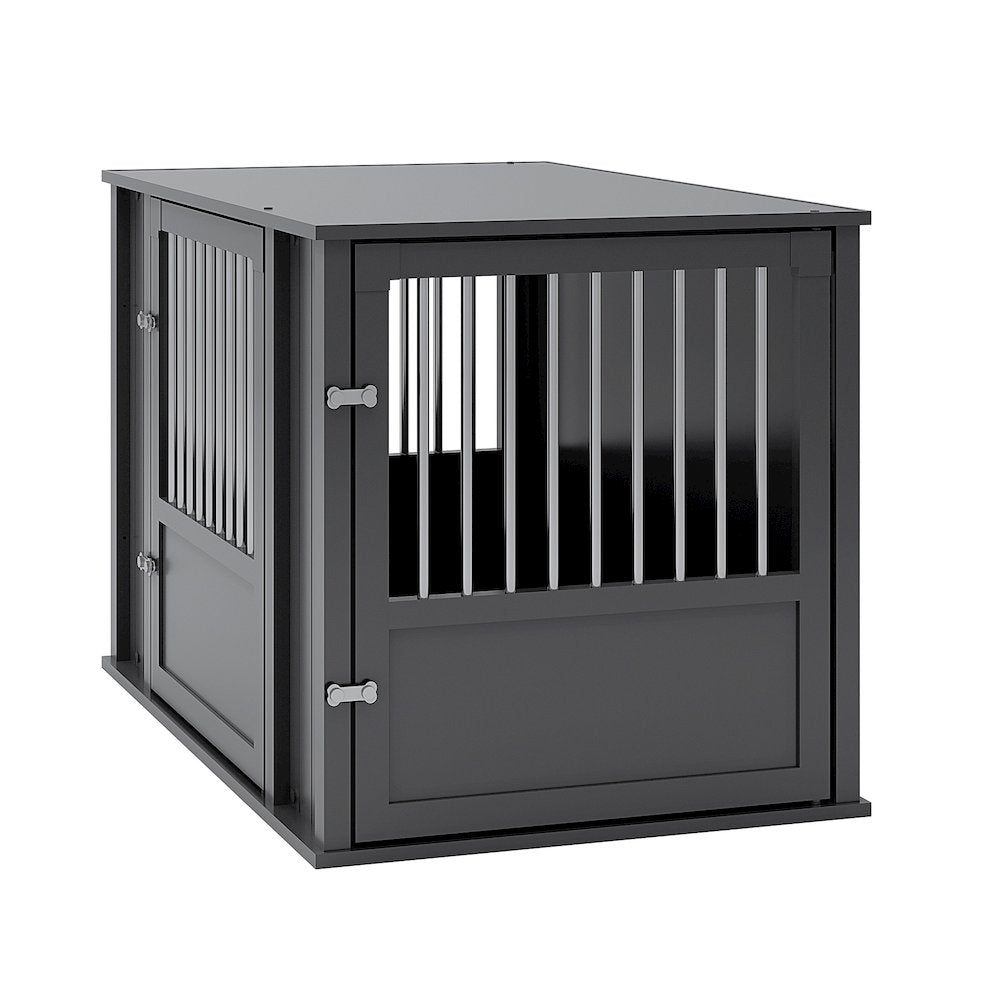 Durable ECOFLEX Large Dog Crate with Flexible Door Placement in Black