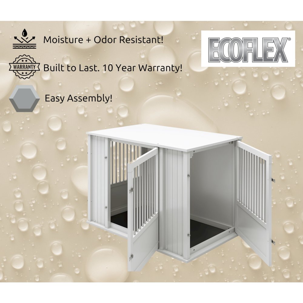 Durable ECOFLEX Medium Dog Crate with Flexible Door Placement in Antique White