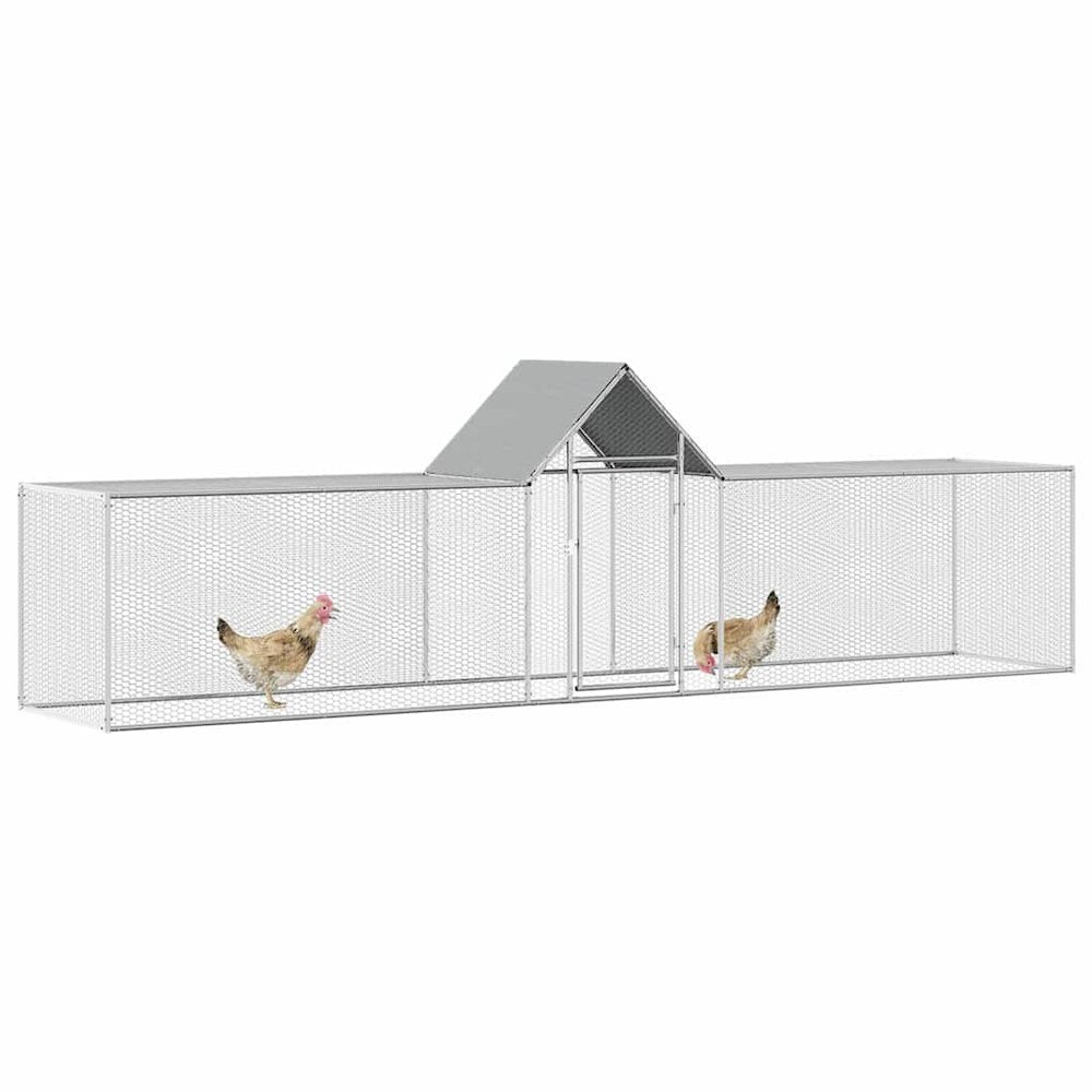 vidaXL Chicken Coop 16.4'x3.3'x4.9'Galvanized Steel