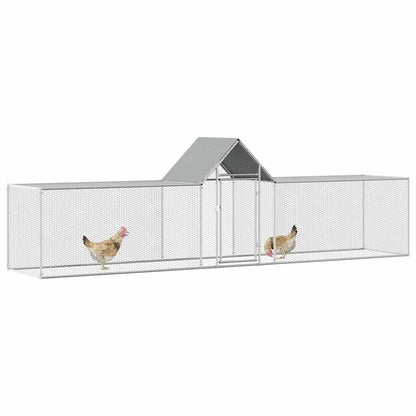 vidaXL Chicken Coop 16.4'x3.3'x4.9'Galvanized Steel