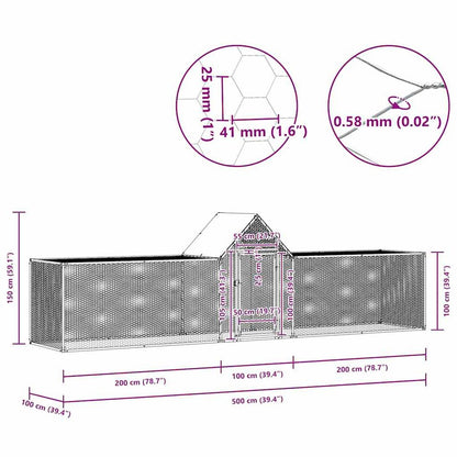 vidaXL Chicken Coop 16.4'x3.3'x4.9'Galvanized Steel