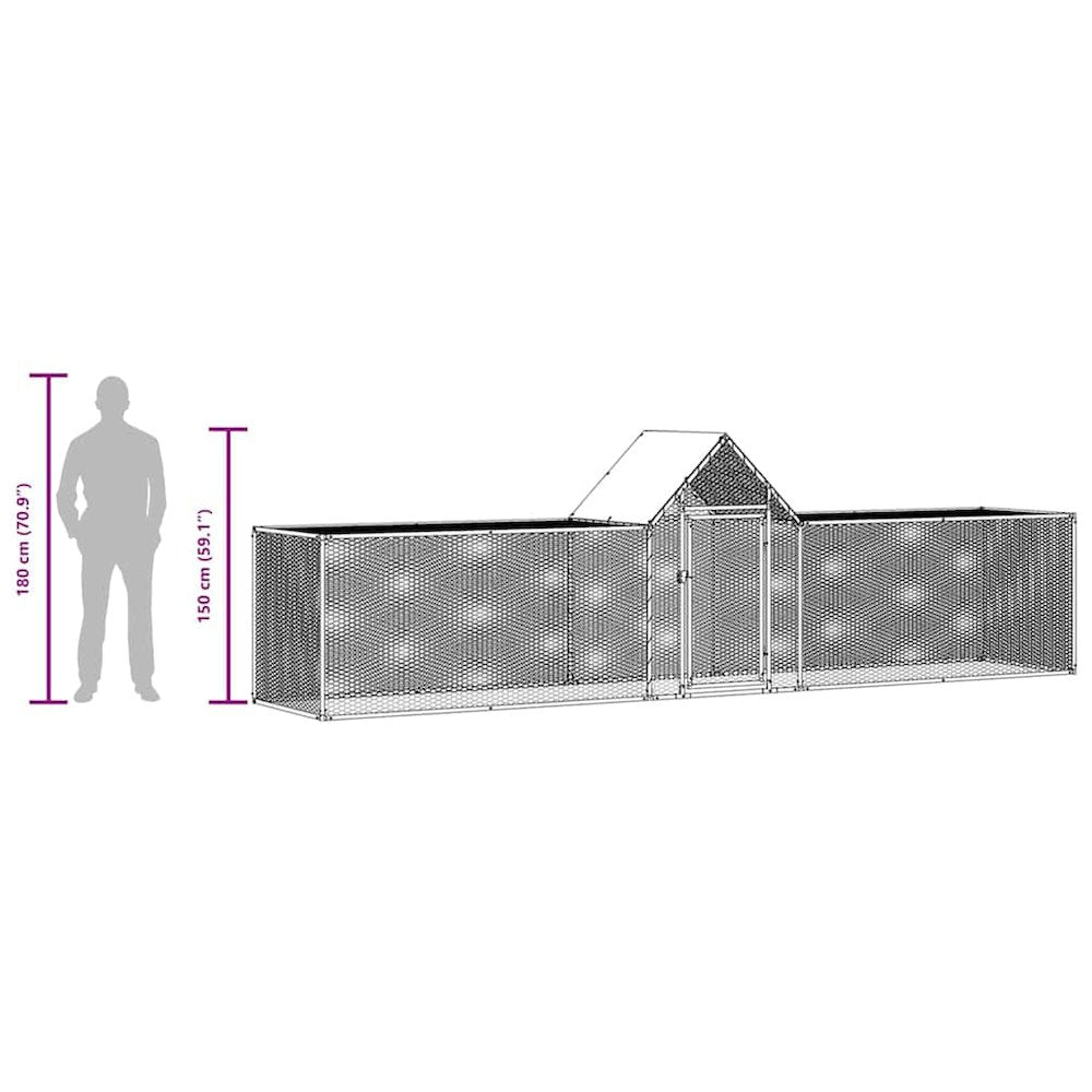 vidaXL Chicken Coop 16.4'x3.3'x4.9'Galvanized Steel
